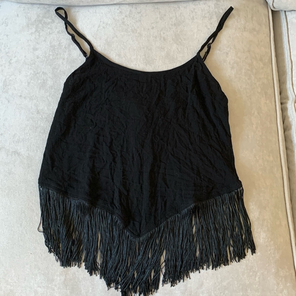 NWT - LAhearts - pacsun - black fringe top - size xs